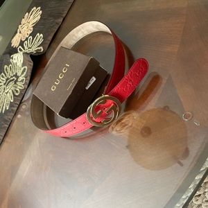 All Red Authentic Gucci Belt